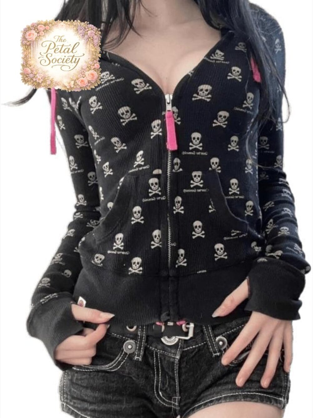 Slim Fit Punk Skeleton Print Hoodie Long Sleeve Polyester Top